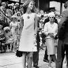 1965 - Derby Day at Flemington Racecourse in Melbourne, Australia, English model Jean Shrimpton wore a white minidress that sparked controversy and was later described as a pivotal moment of the introduction of the miniskirt to the international stage - Source: Wikipedia
