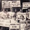 1969 - Australian women take up the fight against sex discrimination with new vigour demonstrating outside Melbourne's Trades Hall in support of equal pay (In December 1969, the Arbitration Commission granted women equal pay for equal work) - Source: The Australian