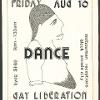 1974 - Flyer for Gay Liberation Dance at Melbournian Receptions, Block Arcade, Friday Aug 16 [1974], designed by Julian Desaily - Source: Culture Victoria and Australian Lesbian and Gay Archives