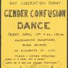 1973 - Flyer for Melbourne Gay Liberation Front Gender Confusion Dance, Melbournian Receptions, Friday, April 27th, unknown designer - Source: Culture Victoria and Australian Lesbian and Gay Archives