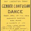 1973 - Flyer for Melbourne Gay Liberation Front Gender Confusion Dance, Melbournian Receptions, Friday, April 27th, unknown designer - Source: Culture Victoria and Australian Lesbian and Gay Archives